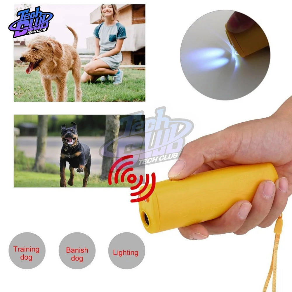 3 in 1 Dog Anti Barking Device Ultrasonic Dog Repeller Stop Bark Control Training Supplies With LED Flashlight