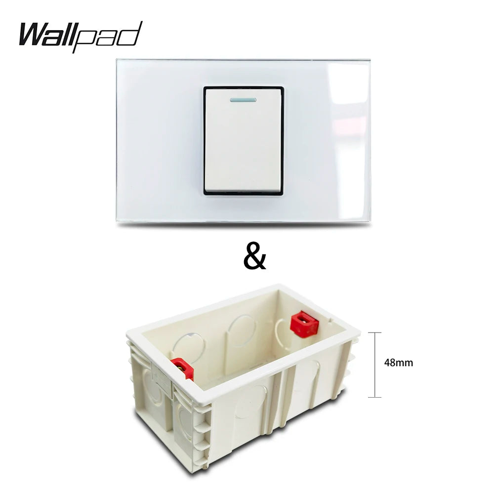 1 Gang AU US Push Button On Off Wall Switch Wallpad L3 White Glass Panel 118*75mm 1 2 Way Double Control Light Switch Plate 3M