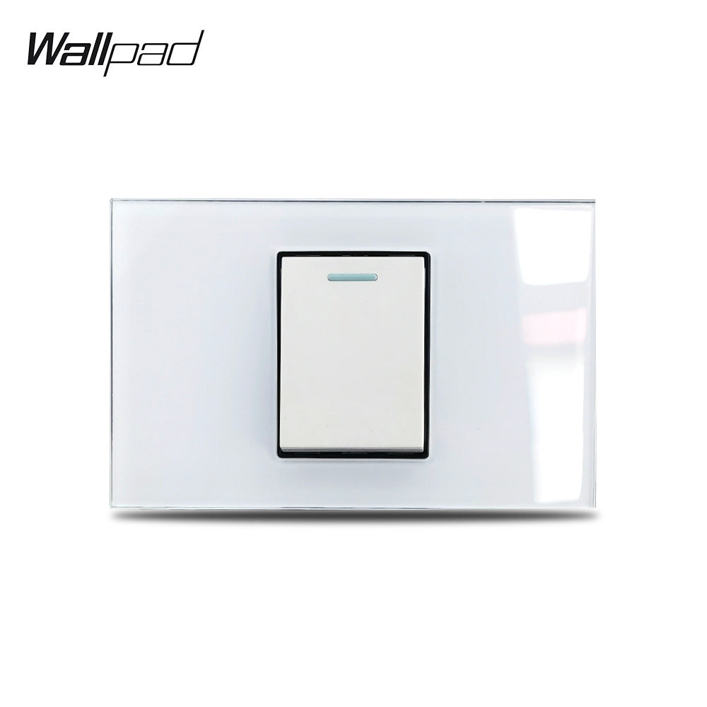 1 Gang AU US Push Button On Off Wall Switch Wallpad L3 White Glass Panel 118*75mm 1 2 Way Double Control Light Switch Plate 3M
