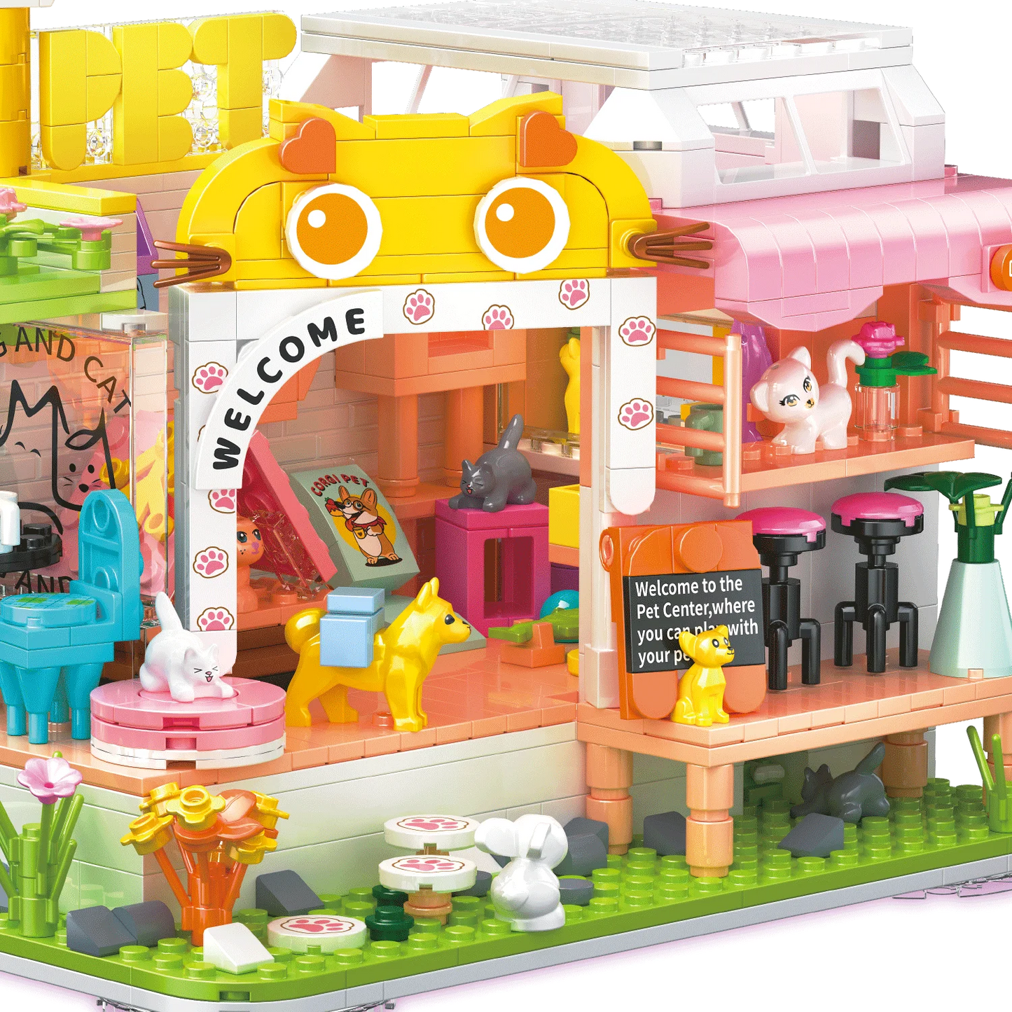 Pet Dog Cat House Building Block Kids Toy Mini Bricks Diy Assembly Games Moc Plastic Model Home Decoration Party Favors Gift