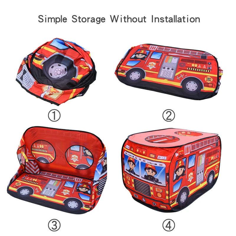 Children's Car Tent House Fire Truck Indoor And Outdoor Game House With Sunroof Toys