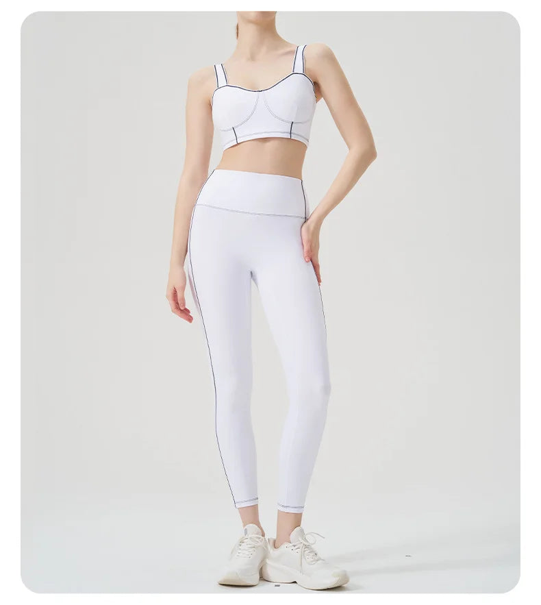 Yoga wear, a high-end sports solid-color high-elastic tight high-intensity sports set, women's fitness clothes suitable for gym
