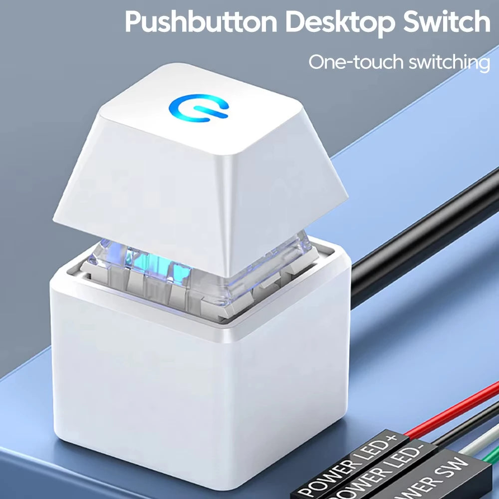 Ldpcsj Computer Desktop Switch 2m Led Lights Pc Motherboard External Boot Power On/Off Button Extension Cable for Home Office Co