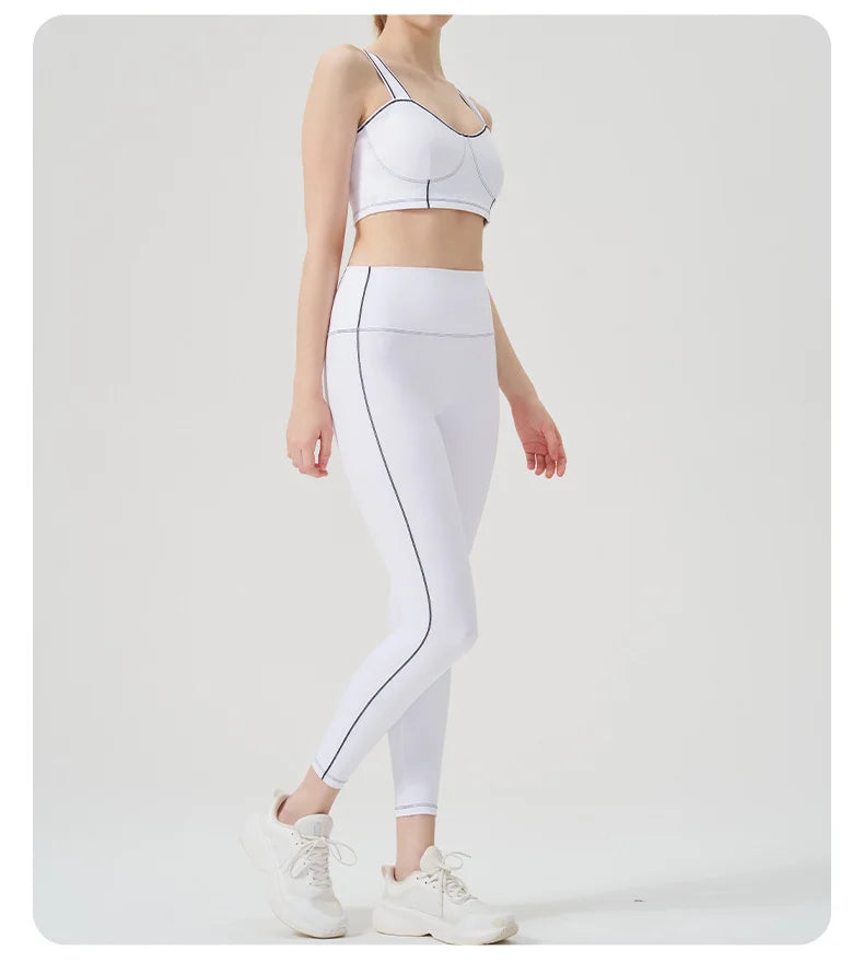 Yoga wear, a high-end sports solid-color high-elastic tight high-intensity sports set, women's fitness clothes suitable for gym