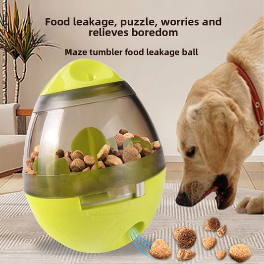 A leaky dog toy ball that won't fall over