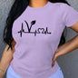 Plant Print Short Sleeve T-Shirt, Crew Neck Casual Top For Summer & Spring, Women's Clothing
