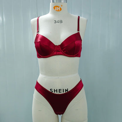 Elegant Satin Bra and Underwear Set