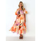 One-shoulder printed puffed-sleeve dress