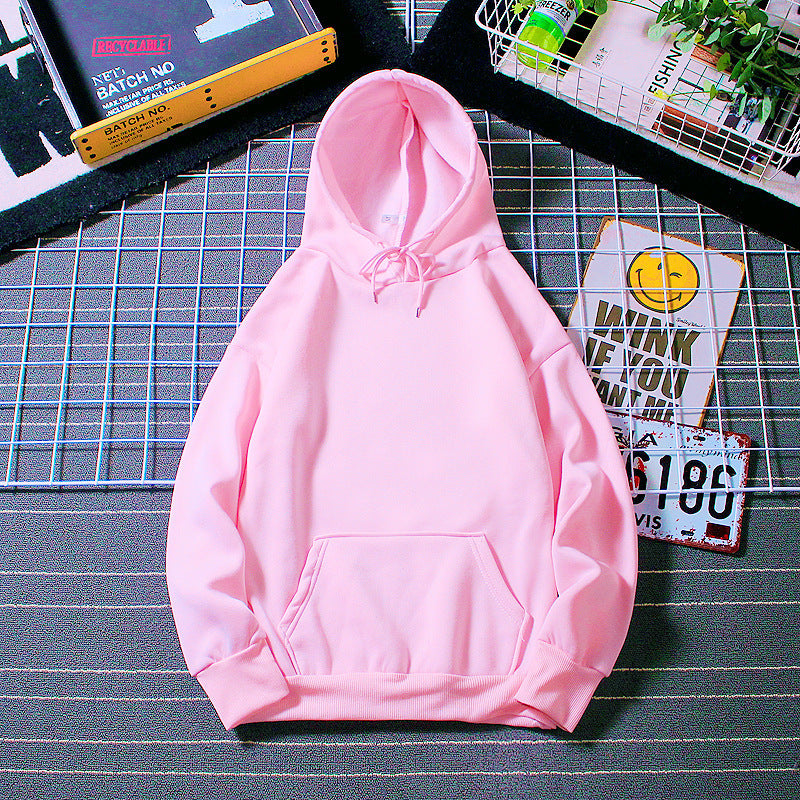 Fleece-Lined Solid Color Pullover Hoodie