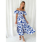 One-shoulder printed puffed-sleeve dress