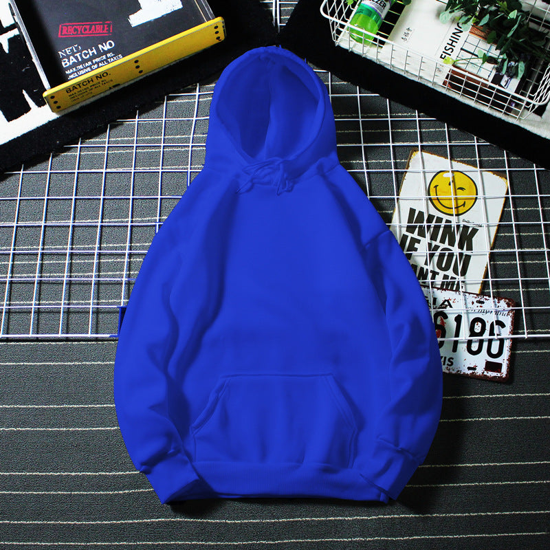 Fleece-Lined Solid Color Pullover Hoodie