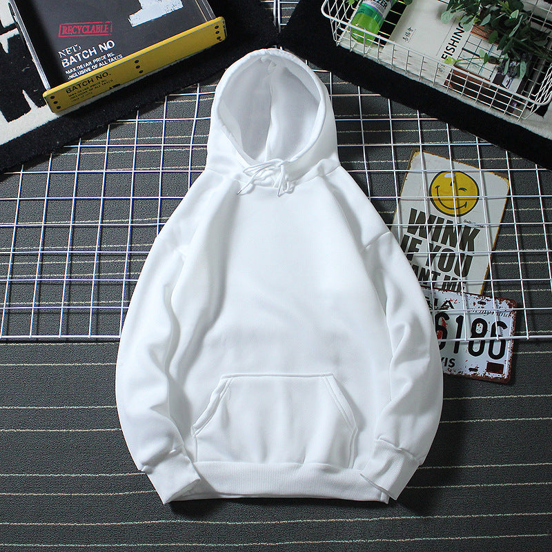Fleece-Lined Solid Color Pullover Hoodie