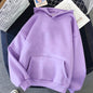 Fleece-Lined Solid Color Pullover Hoodie