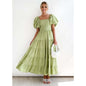 One-shoulder printed puffed-sleeve dress