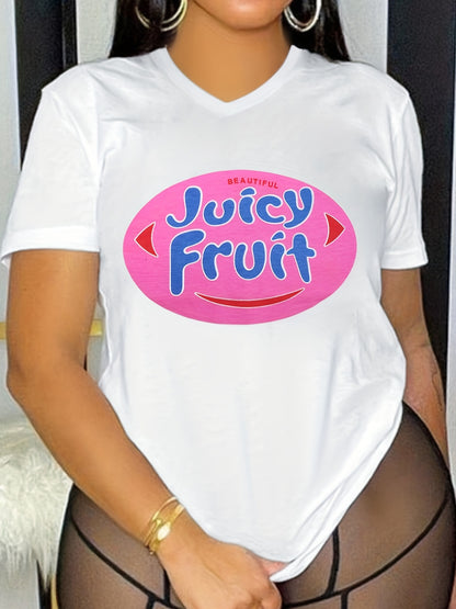 Letter Print Crew Neck T-Shirt, Casual Short Sleeve T-Shirt For Spring & Summer, Women's Clothing