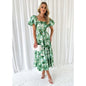 One-shoulder printed puffed-sleeve dress