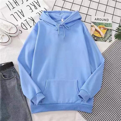 Fleece-Lined Solid Color Pullover Hoodie