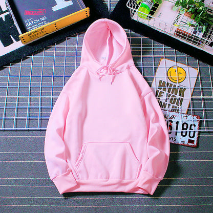 Fleece-Lined Solid Color Pullover Hoodie