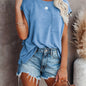 Vibrant Crew Neck Solid T-Shirt - Soft, Breathable, and Relaxing Fit for Women - Perfect Casual Top for Summer and Spring Seasons, Women's Clothing Essential