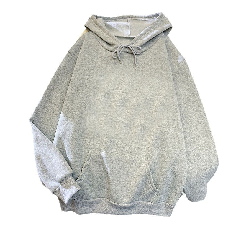 Fleece-Lined Solid Color Pullover Hoodie