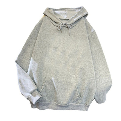 Fleece-Lined Solid Color Pullover Hoodie