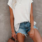 Vibrant Crew Neck Solid T-Shirt - Soft, Breathable, and Relaxing Fit for Women - Perfect Casual Top for Summer and Spring Seasons, Women's Clothing Essential