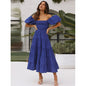 One-shoulder printed puffed-sleeve dress