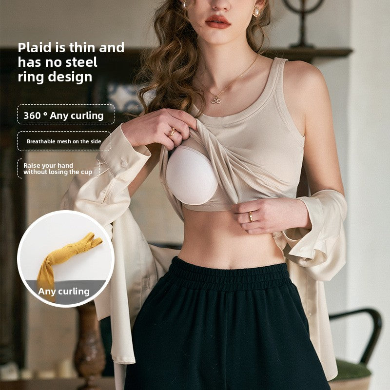 Wear a small strapless top over a chest pad