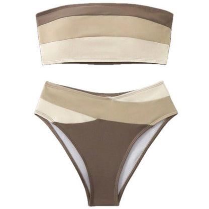 Sexy Plain Fabric Split Swimwear Bikini