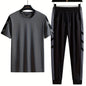 Classic Men's 2 Pieces Outfits, Short Sleeve T-Shirt And Drawstring Trousers Set