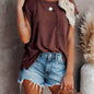 Vibrant Crew Neck Solid T-Shirt - Soft, Breathable, and Relaxing Fit for Women - Perfect Casual Top for Summer and Spring Seasons, Women's Clothing Essential