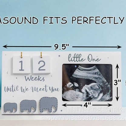 Wooden Photo Frame Baby Countdown Week Ultrasonic Photo Frame Ornament Pregnancy Gift Congratulations Pregnant Baby Photo Memorial