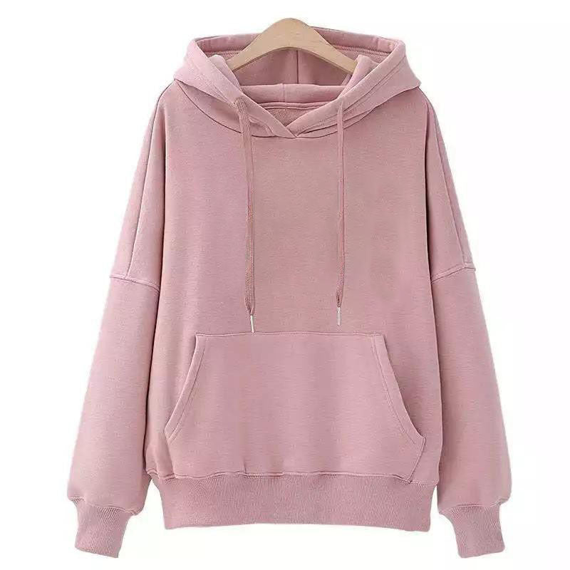 Fleece-Lined Solid Color Pullover Hoodie
