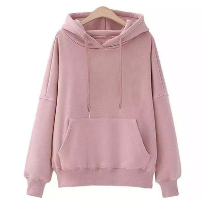Fleece-Lined Solid Color Pullover Hoodie