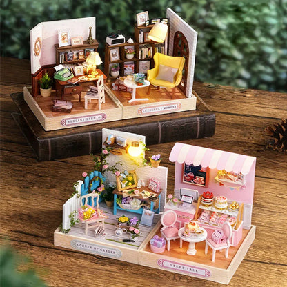 Kids Wooden Miniature Dollhouses Kit Gift Toys Roombox Doll House Furniture Box Theatre Toy For Children Birthday