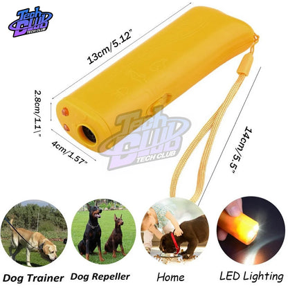 3 in 1 Dog Anti Barking Device Ultrasonic Dog Repeller Stop Bark Control Training Supplies With LED Flashlight