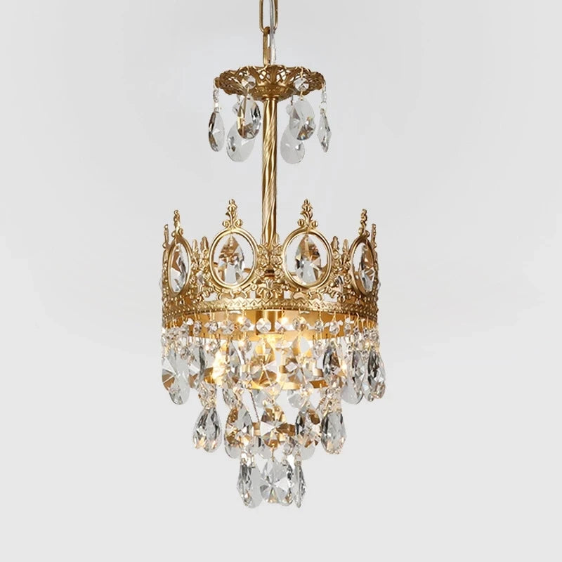 Modern Luxury Crystal Ceiling Lighting Medieval Palace Home Decor Living Dining Room Hotel LED Crown Gold Hang Light Chandelier