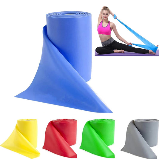 Custom Logo Stretch Flat Elastic Bands Theraband Roll Yoga Pilates Stretch Resistance Band