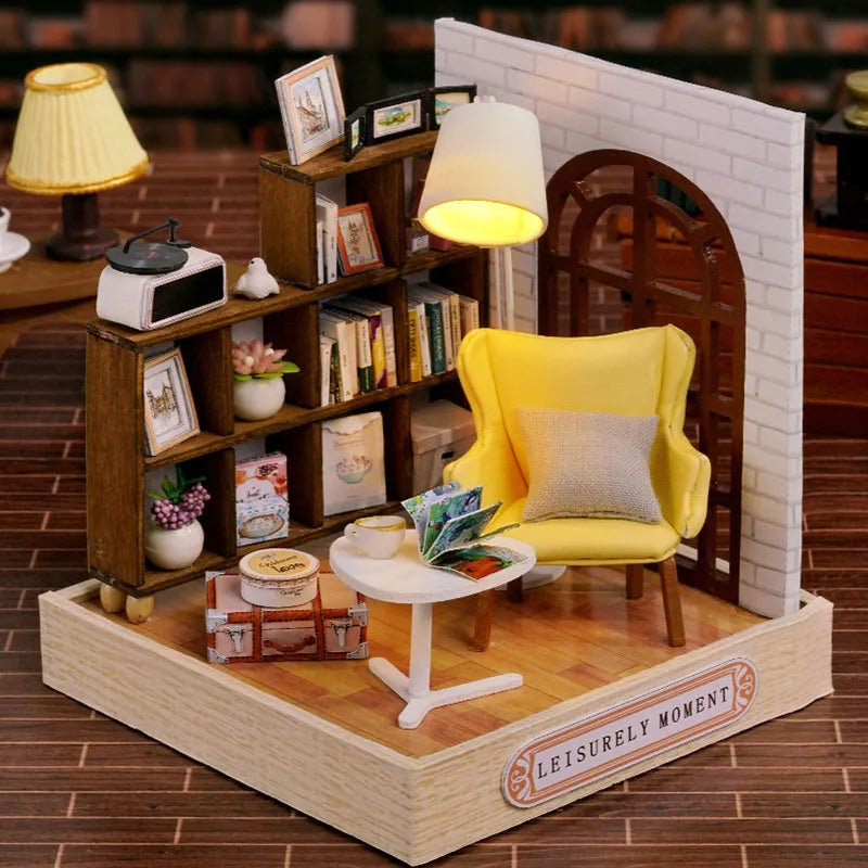 Kids Wooden Miniature Dollhouses Kit Gift Toys Roombox Doll House Furniture Box Theatre Toy For Children Birthday