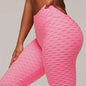 Yoga Pants Pink Jacquard Leggings Women Seamless High Waist Fitness Workout Pants Outdoor Sports Trousers Streetwear Bottom