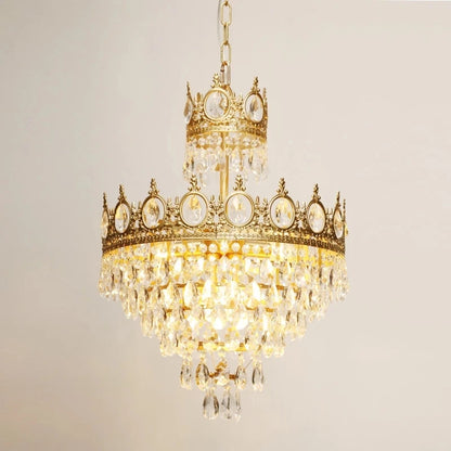 Modern Luxury Crystal Ceiling Lighting Medieval Palace Home Decor Living Dining Room Hotel LED Crown Gold Hang Light Chandelier