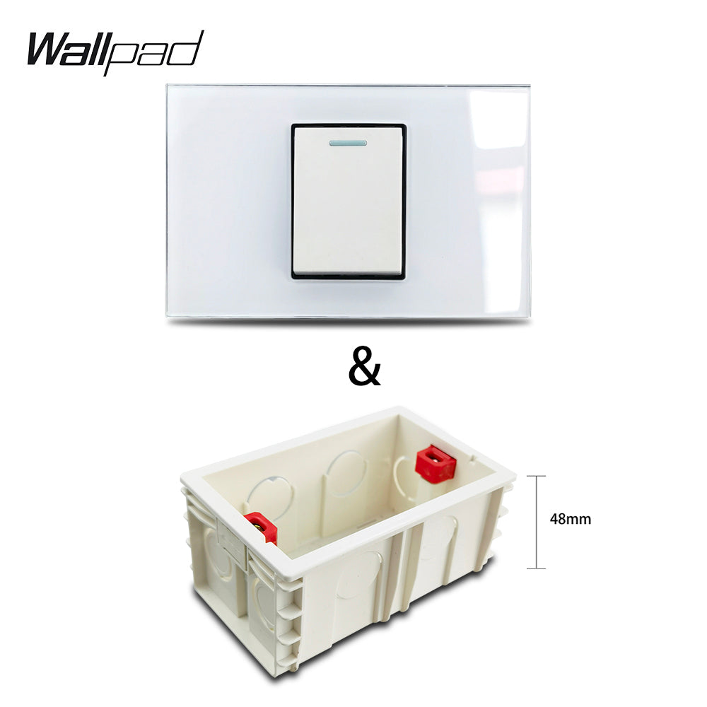 1 Gang AU US Push Button On Off Wall Switch Wallpad L3 White Glass Panel 118*75mm 1 2 Way Double Control Light Switch Plate 3M