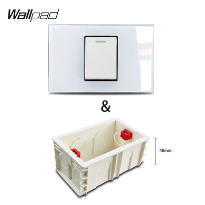 1 Gang AU US Push Button On Off Wall Switch Wallpad L3 White Glass Panel 118*75mm 1 2 Way Double Control Light Switch Plate 3M