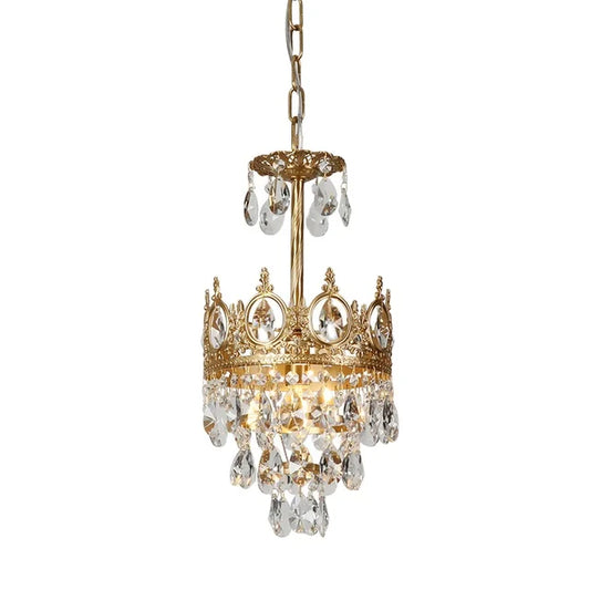 Modern Luxury Crystal Ceiling Lighting Medieval Palace Home Decor Living Dining Room Hotel LED Crown Gold Hang Light Chandelier
