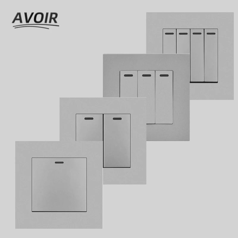 Avoir Home Improvement Wall Light Switch Plastic Panel Gray 1 2 3 4 Gang 1 2 Way Push Button Switches 86 Type Rocker Switch 220V