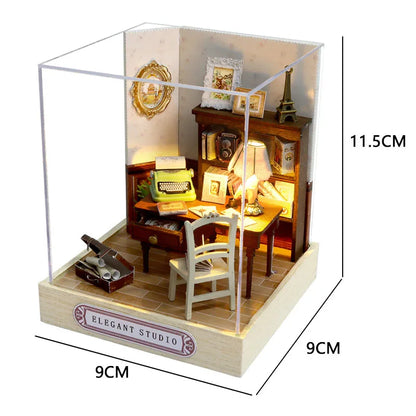 Kids Wooden Miniature Dollhouses Kit Gift Toys Roombox Doll House Furniture Box Theatre Toy For Children Birthday