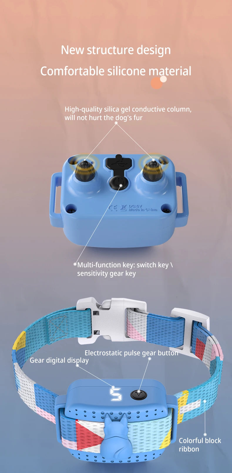 Dog Anti-barking Device Stop Dog Barking Personalized Colorful Dog training collar Wireless Training Equipment E-Collar 40% off