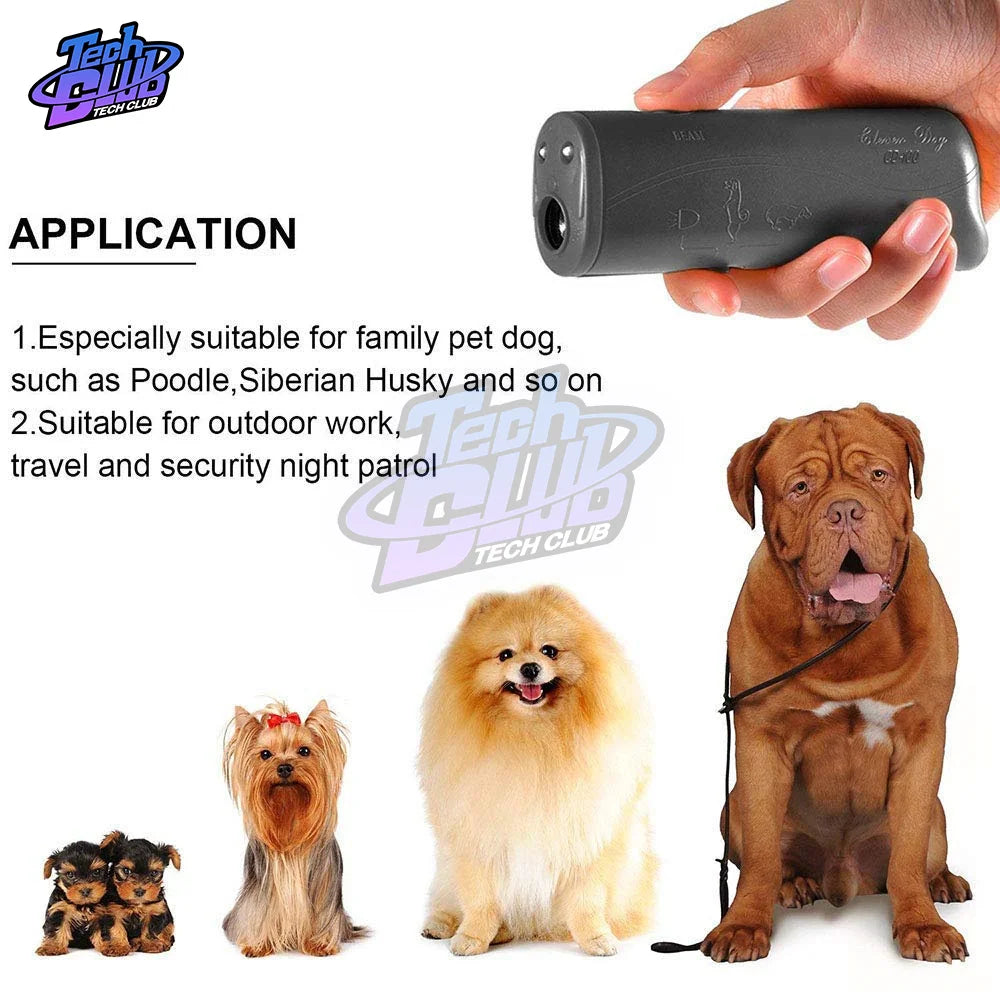 3 in 1 Dog Anti Barking Device Ultrasonic Dog Repeller Stop Bark Control Training Supplies With LED Flashlight