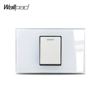 1 Gang AU US Push Button On Off Wall Switch Wallpad L3 White Glass Panel 118*75mm 1 2 Way Double Control Light Switch Plate 3M