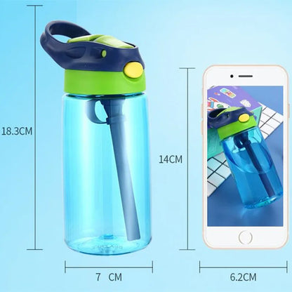 480ml Water Bottle With Straw Kids Girls Portable Travel Bottles Gym Sports Fitness Cup Summer Cold Water Juice Drinking Bottle